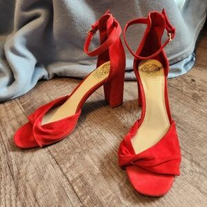 Red suede heels